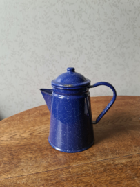 Blauw emaille gespikkelde koffiepot