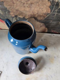 Petrol blauw emaille koffiepot