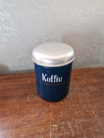Petrol blauw emaille koffie bus
