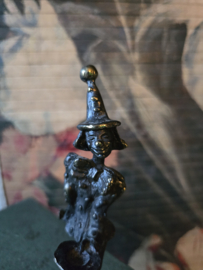 Bronzen beeldje clown met hoed