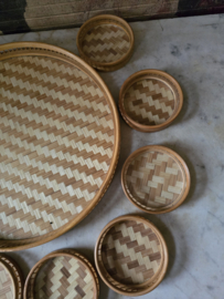 Vintage bamboe dienblad met onderzetters