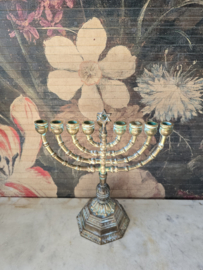 Antiek messing joodse kandelaar chanoekia