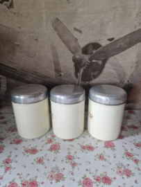 Creme emaille koffie thee suiker bussen