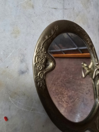 Art nouveau messing handspiegel dame