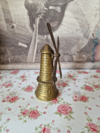 Antiek messing tafelbel molen