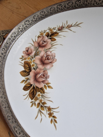 Antiek porseleinen dienblad floraal decor rozen