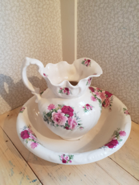 Romantisch brocante engels lampetstel roze rode rozen