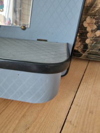 Vintage pastel blauw setje spiegel met kammenbakje
