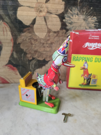 Oud blikken speelgoed eend Rapping Duck
