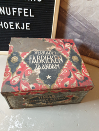 Antiek winkelblik papieren wikkel verkade gemengde biscuits
