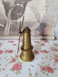 Antiek messing tafelbel molen