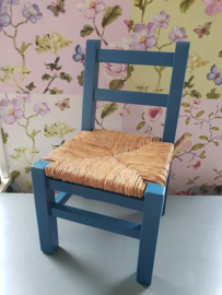 Blauw houten kinder stoel stoeltje