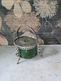 Antiek theelichtje groen glas