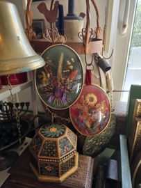 Vintage bolglas lijst droogbloemen