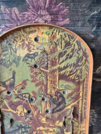 Oud houten knikkerspel flipperspel bosdieren