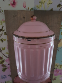 Antieke roze emaille waterreservoir met gouden bies