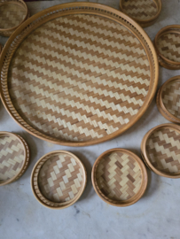 Vintage bamboe dienblad met onderzetters