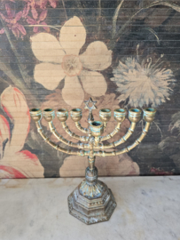 Antiek messing joodse kandelaar chanoekia