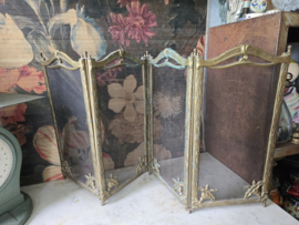 Antiek messing haardscherm vonkenvanger franse lelie