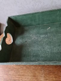 Oud groen houten mangelbak