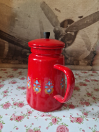 Rood emaille grandmere koffiepot