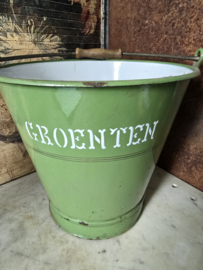 Reseda groen emaille groenten emmer