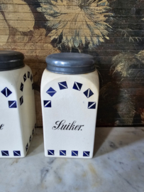 Antieke koffie thee suiker potten