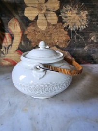Antieke chocoladeketel petrus regout creamware