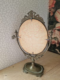 Antiek koperen tafel spiegel