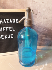 Antiek blauw glazen spuitfles sodafles J Otter Alkmaar