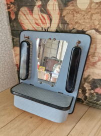 Vintage pastel blauw setje spiegel met kammenbakje