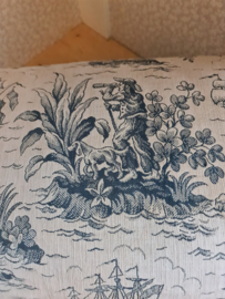 Oud voetenbankje toile de jouy stof
