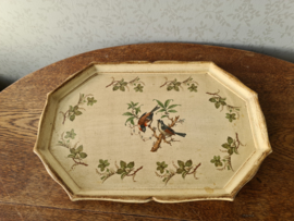 Oud houten dienblad vogeltjes