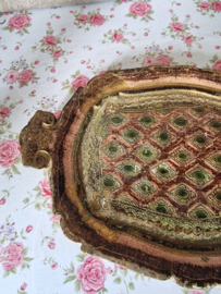 Oud bewerkt houten dienblad nr1