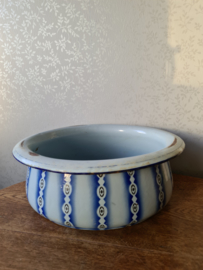 Oud frans blauw emaille badje waskom