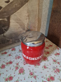 Rood emaille beschuitbus