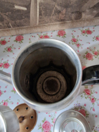 Aluminium pruttelpot glazen knop nr2