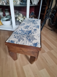 Antiek haardbankje toile de jouy stof
