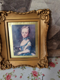 Brocante prentje in barok lijstje