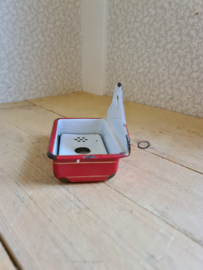 Rood emaille zeepbakje
