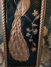 Vintage koperen pauw wanddecoratie