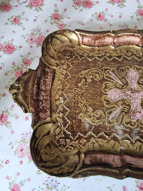 Oud bewerkt houten dienblad nr2