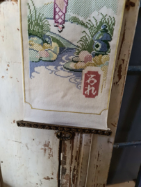 Antiek schellekoord japans tafereel koperbeslag