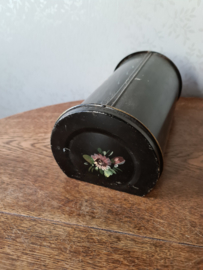 Oude blikken beschuit trommel roldeksel