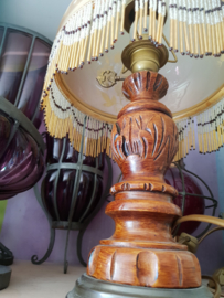 Antieke tafellamp glas kralen