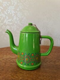 Vintage groen emaille koffiepotje