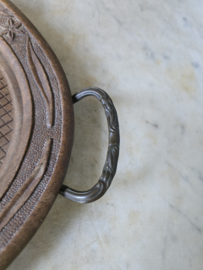 Oud bewerkt houten dienblad