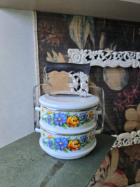 Emaille rantang etensdrager bloemen