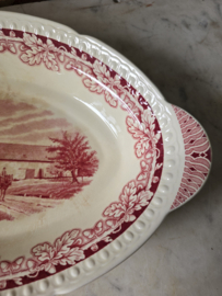 Beboterde broodschaal boerenhoeve rood
