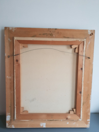 Antiek  barok houten lijst print schepen op zee